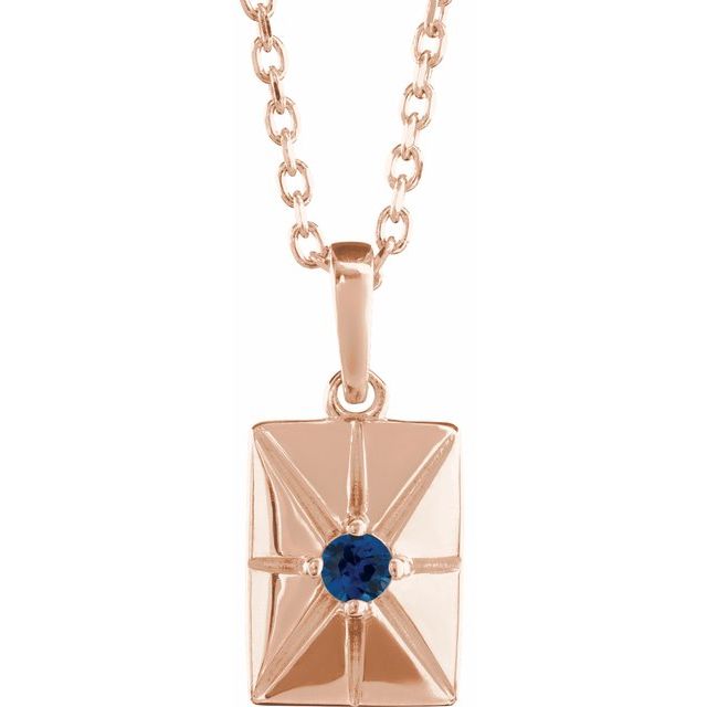 14K Rose Natural Blue Sapphire 16-18" Necklace