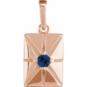 14K Rose Natural Blue Sapphire Pendant