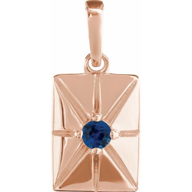 14K Rose Natural Blue Sapphire Pendant