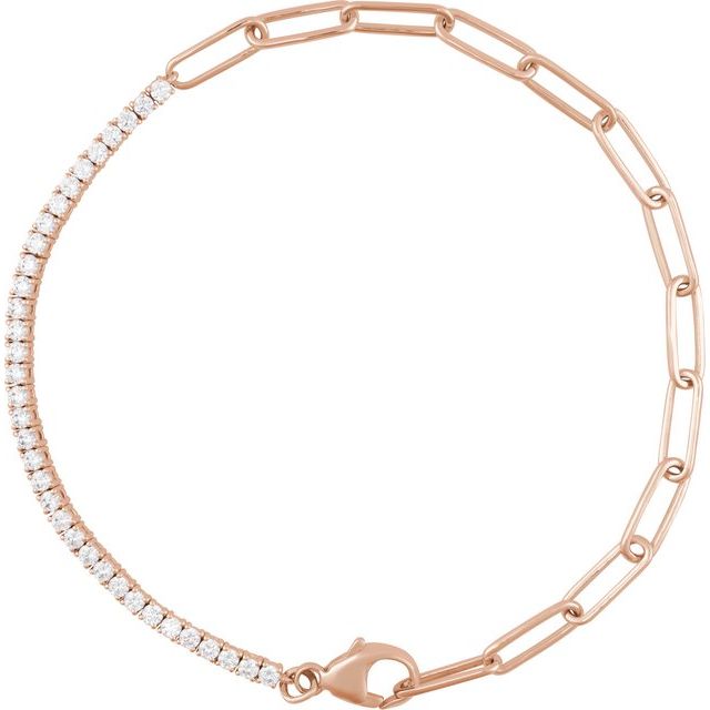 14K Rose 1 CTW Lab-Grown Diamond Line 7" Bracelet