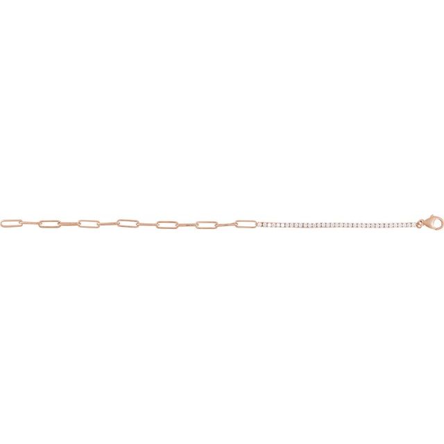 14K Rose 1 CTW Natural Diamond Line 7" Bracelet