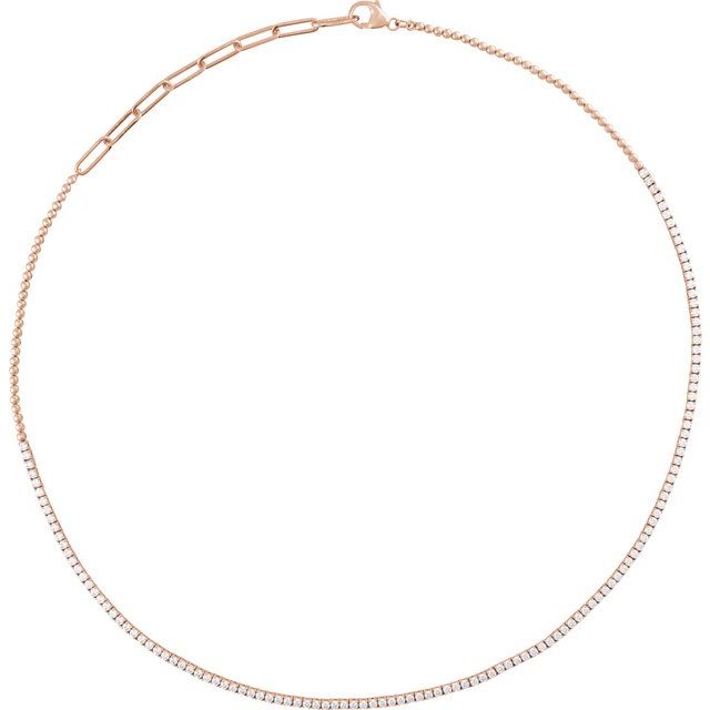 14K Rose 3 1/5 CTW Natural Diamond Adjustable 15-18" Necklace