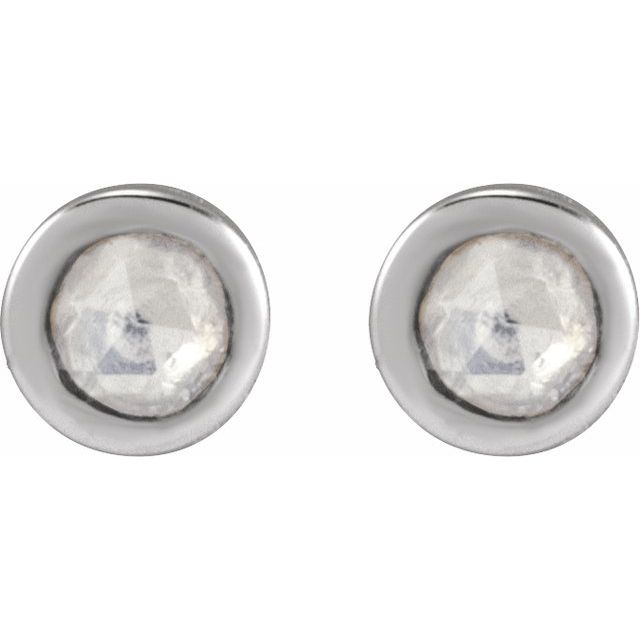 Platinum .02 CTW Rose-Cut Natural Diamond Stud Earrings