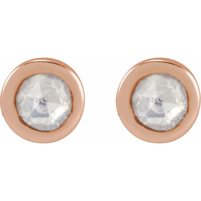 14K Rose .02 CTW Rose-Cut Natural Diamond Stud Earrings