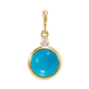 14K Yellow 6 mm Natural Turquoise & .03 CT Natural Diamond Pendant
