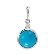 14K White 6 mm Natural Turquoise & .03 CT Natural Diamond Pendant