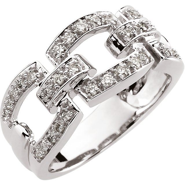 14K White 1/3 CTW Natural Diamond Link Ring