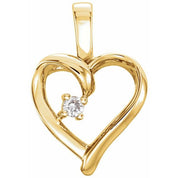 14K Yellow .02 CT Natural Diamond Heart Pendant