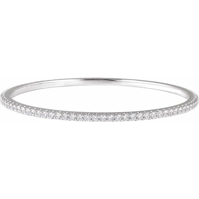 14K White 4 CTW Lab-Grown Diamond Stackable Bangle 8" Bracelet