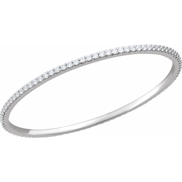 14K White 4 CTW Lab-Grown Diamond Stackable Bangle 8" Bracelet