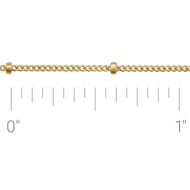 14K Yellow Recycled Metal 1 mm Beaded Curb Chain by the Inch