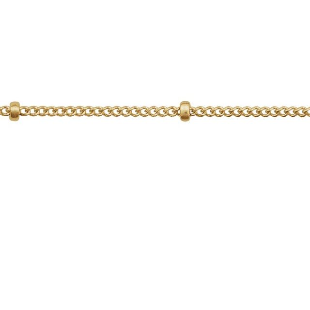 14K Yellow Recycled Metal 1 mm Beaded Curb Chain by the Inch
