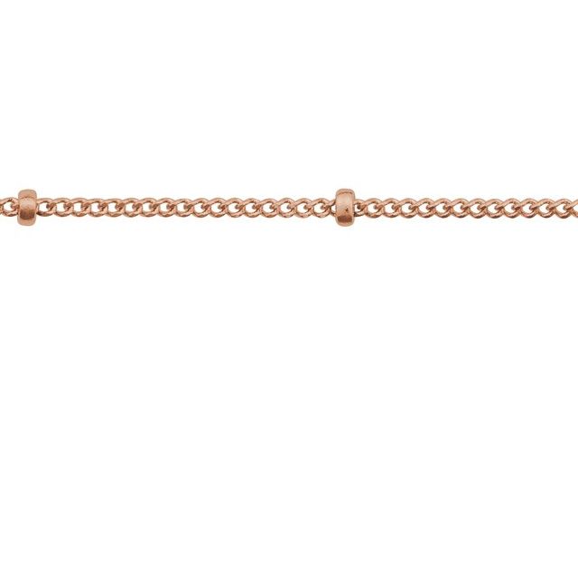 14K Rose Recycled Metal 1 mm Beaded Curb Chain by the Inch