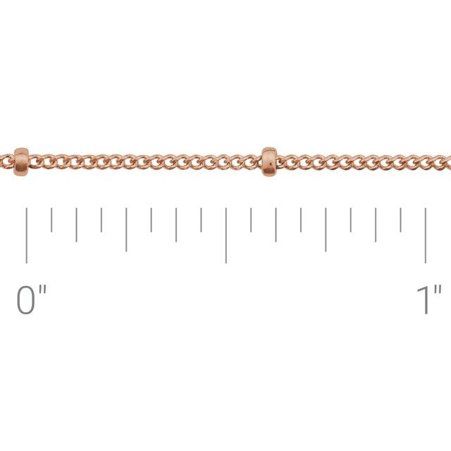 14K Rose Recycled Metal 1 mm Beaded Curb Chain by the Inch