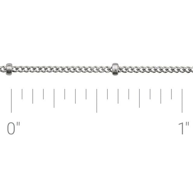14K White Recycled Metal 1 mm Beaded Curb Chain by the Inch