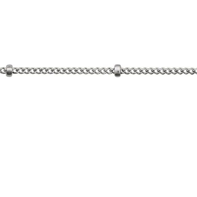 14K White Recycled Metal 1 mm Beaded Curb Chain by the Inch