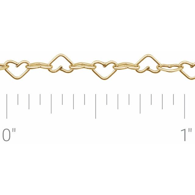 14K Yellow Gold-Filled 3.2 mm Heart Chain by the Inch