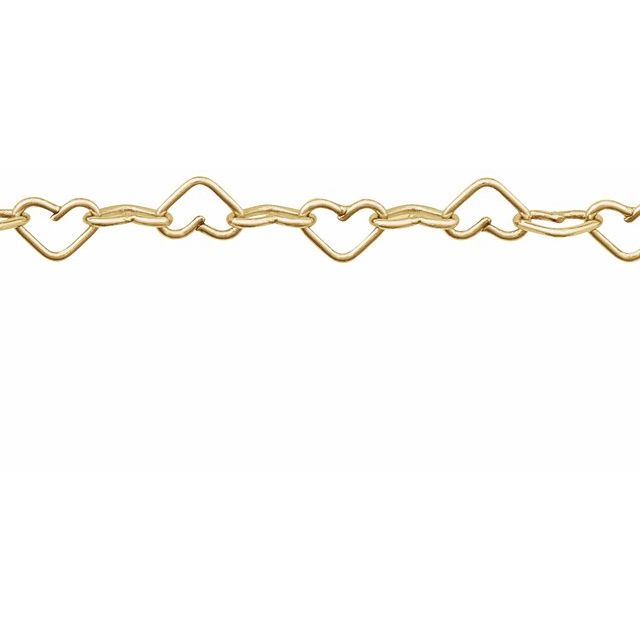 14K Yellow Gold-Filled 3.2 mm Heart Chain by the Inch