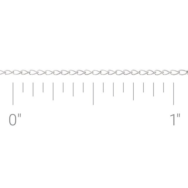 14K White Recycled Metal 1 mm Curb Chain by the Inch