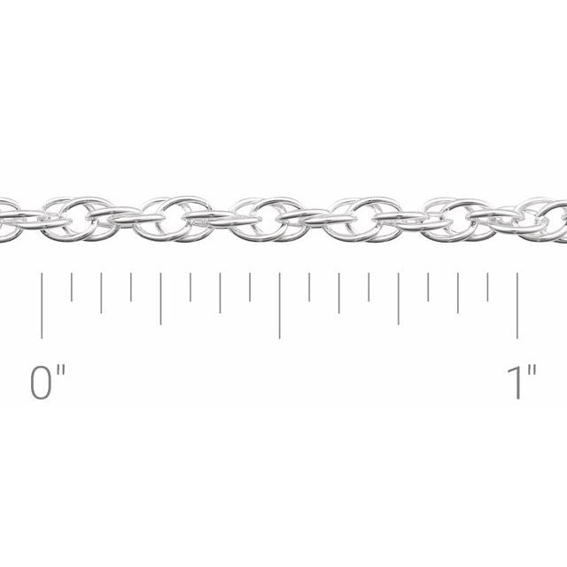 Sterling Silver 2.5 mm Rope Chain by the Inch