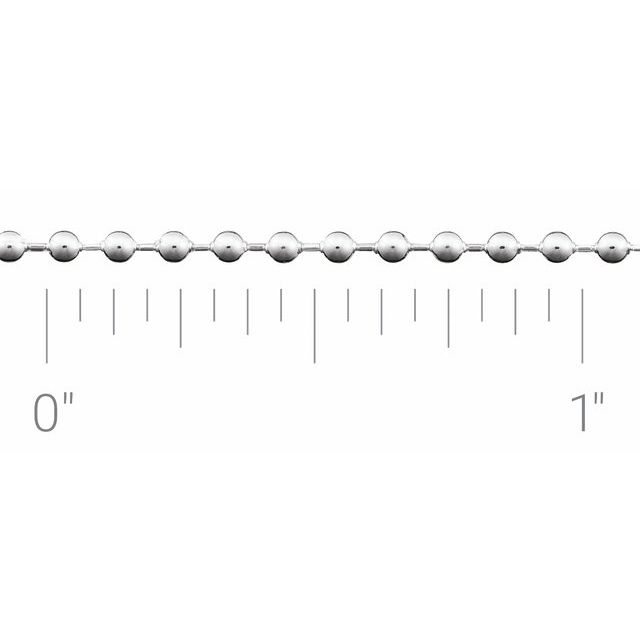 14K White Recycled Metal 2 mm Hollow Bead Chain by the Inch