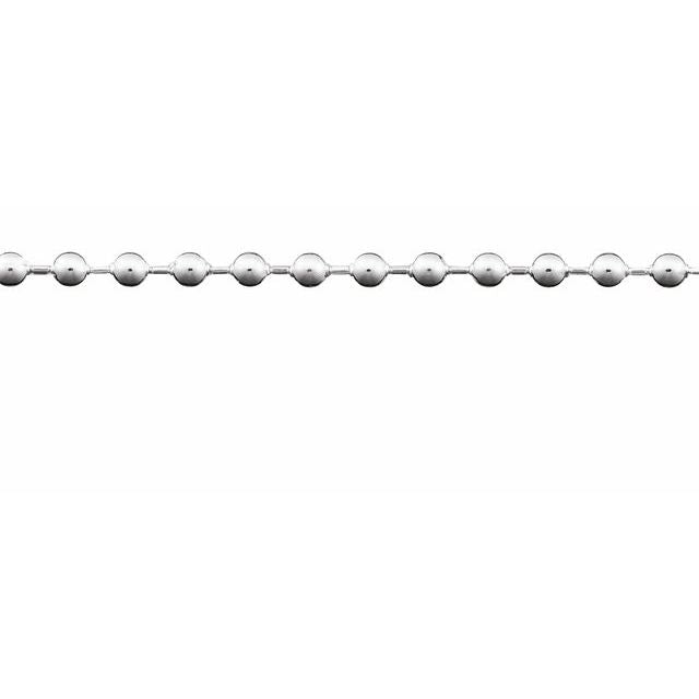 14K White Recycled Metal 2 mm Hollow Bead Chain by the Inch