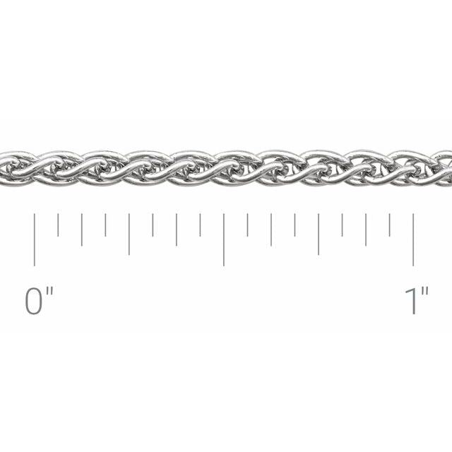 14K White Recycled Metal 2.4 mm Wheat Chain by the Inch