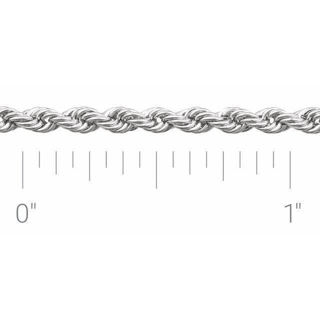 14K White 2.5 mm Rope Chain by the Inch