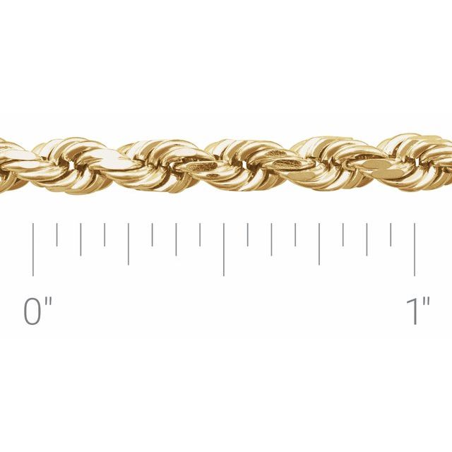 14K Yellow 3.9 mm Diamond-Cut Rope Chain by the Inch