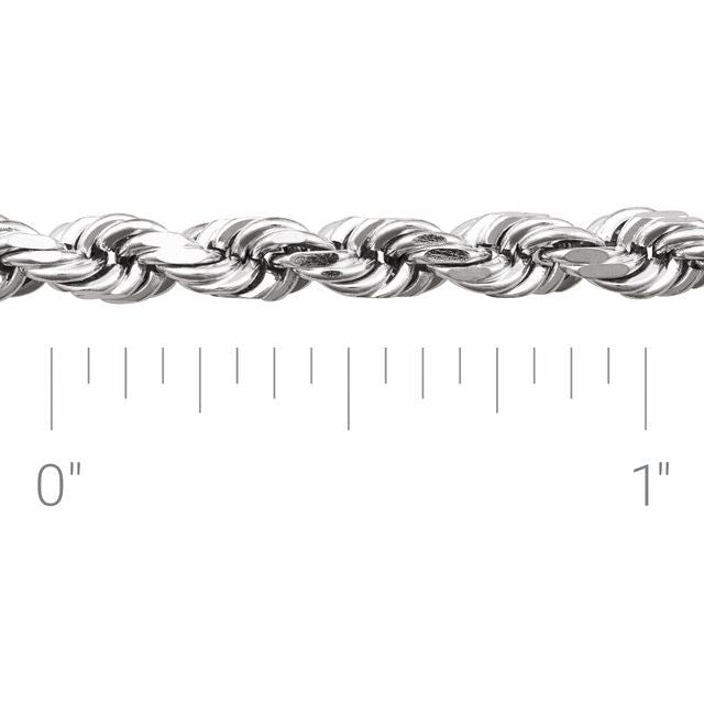 14K White 3.9 mm Diamond-Cut Rope Chain by the Inch