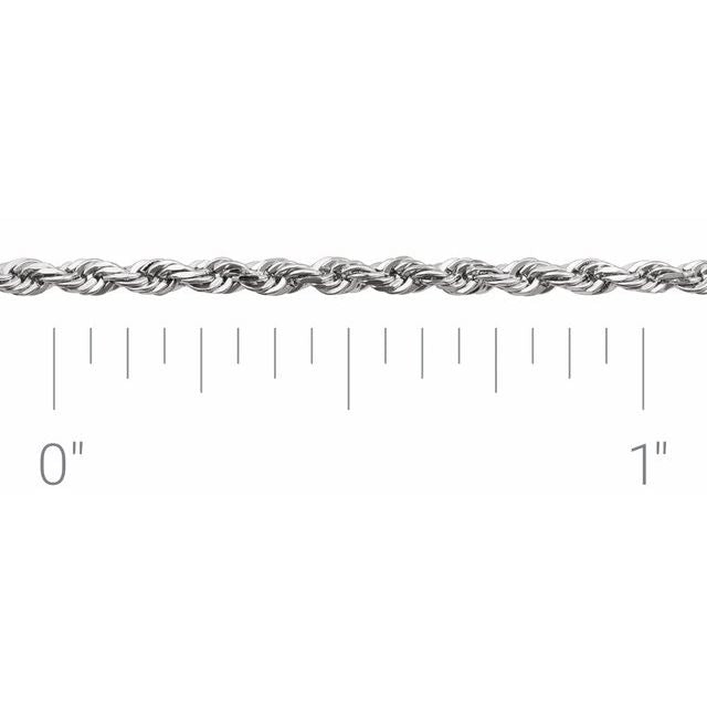 14K White 1.6 mm Diamond-Cut Rope Chain by the Inch