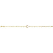 14K Yellow 1/8 CTW Natural Diamond Heart 7" Bracelet