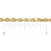14K Yellow 2.4 mm Diamond-Cut Rope Chain by the Inch
