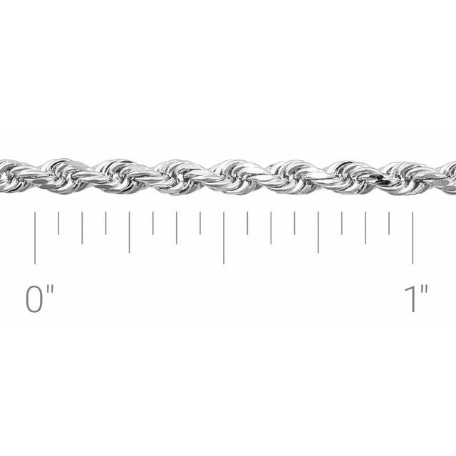 14K White 2.4 mm Diamond-Cut Rope Chain by the Inch