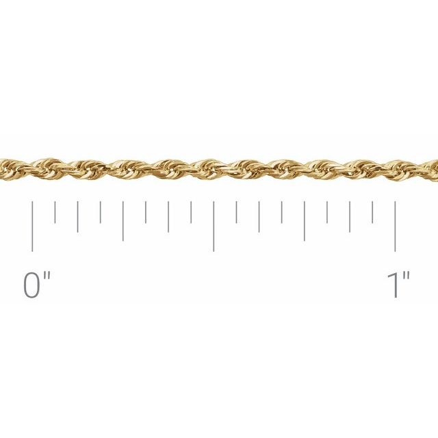 14K Yellow 1.3 mm Diamond Cut Rope Chain by the Inch