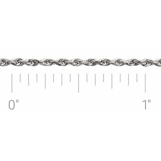 14K White 1.3 mm Diamond Cut Rope Chain by the Inch