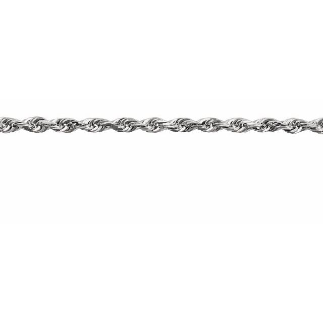 14K White 1.3 mm Diamond Cut Rope Chain by the Inch