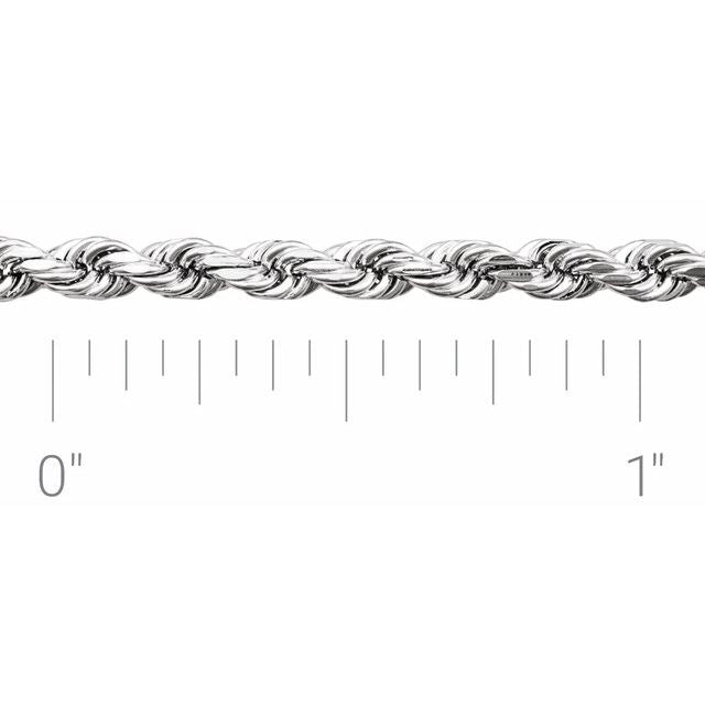 14K White 2.8 mm Diamond-Cut Rope Chain by the Inch