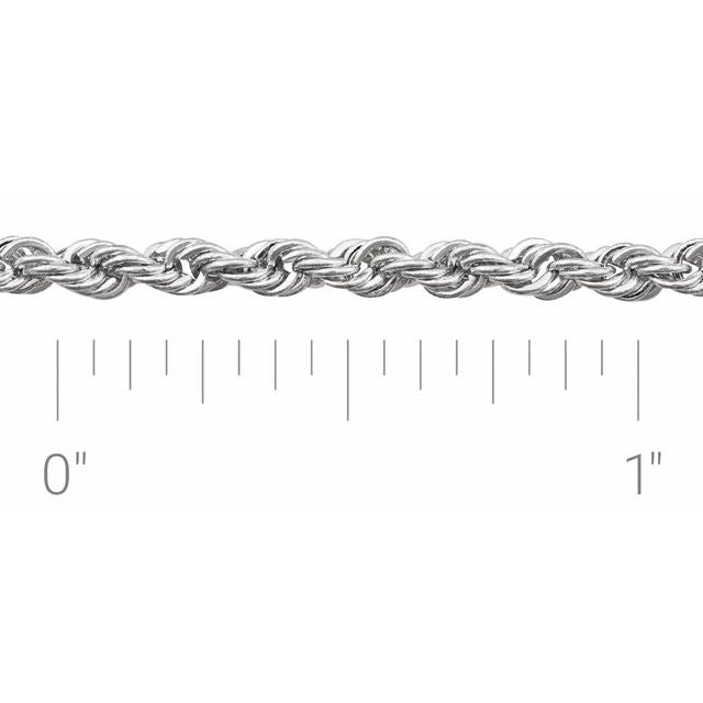 14K White 2.5 mm Diamond-Cut Rope Chain by the Inch