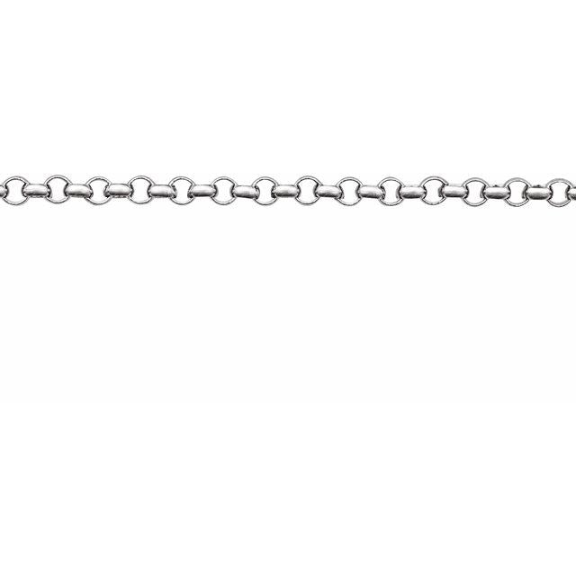 14K White Recycled Metal 1.5 mm Rolo Chain by the Inch with Various Length Options