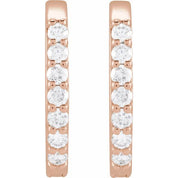 Natural Diamond Oval Huggie Hoop Earrings in 1/8 and 1/6 Carat