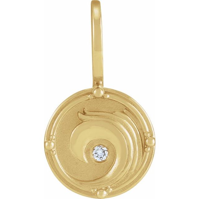 14K Yellow .015 CT Natural Diamond Water Element Charm/Pendant