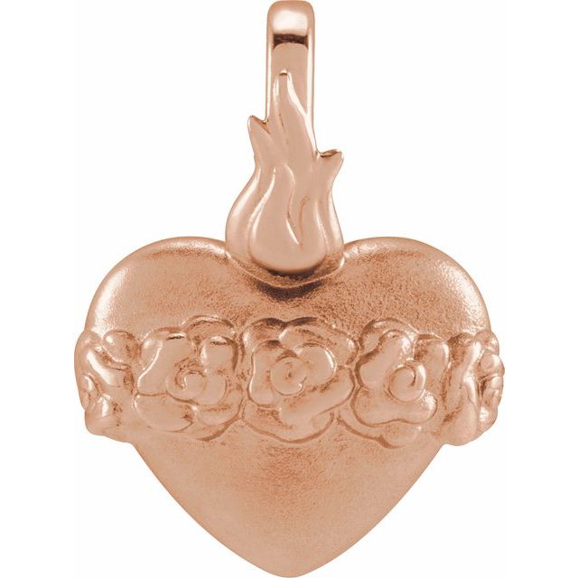 14K Rose Immaculate Heart Of Mary Pendant