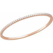 14K Rose 4 CTW Natural Diamond Stackable Bangle 8" Bracelet