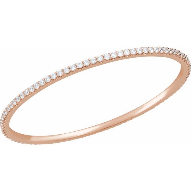 14K Rose 4 CTW Natural Diamond Stackable Bangle 8" Bracelet