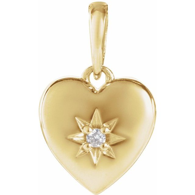 14K Yellow .015 CT Natural Diamond Heart Pendant
