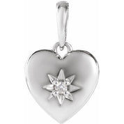 Platinum .015 CT Natural Diamond Heart Pendant