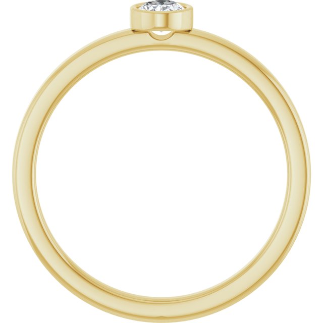 14K Yellow 1/5 CT Natural Diamond Solitaire Bezel-Set Ring