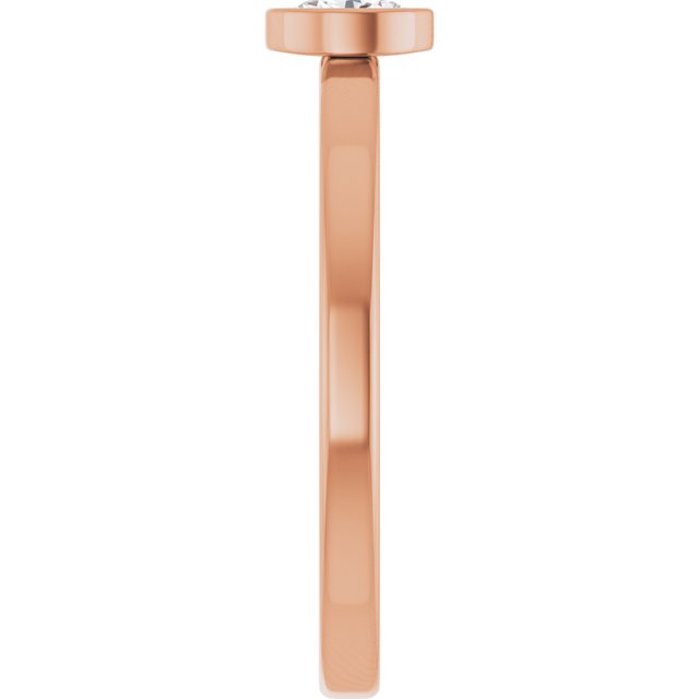 14K Rose 1/5 CT Natural Diamond Solitaire Bezel-Set Ring