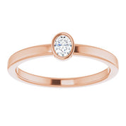14K Rose 1/6 CT Natural Diamond Solitaire Bezel-Set Ring